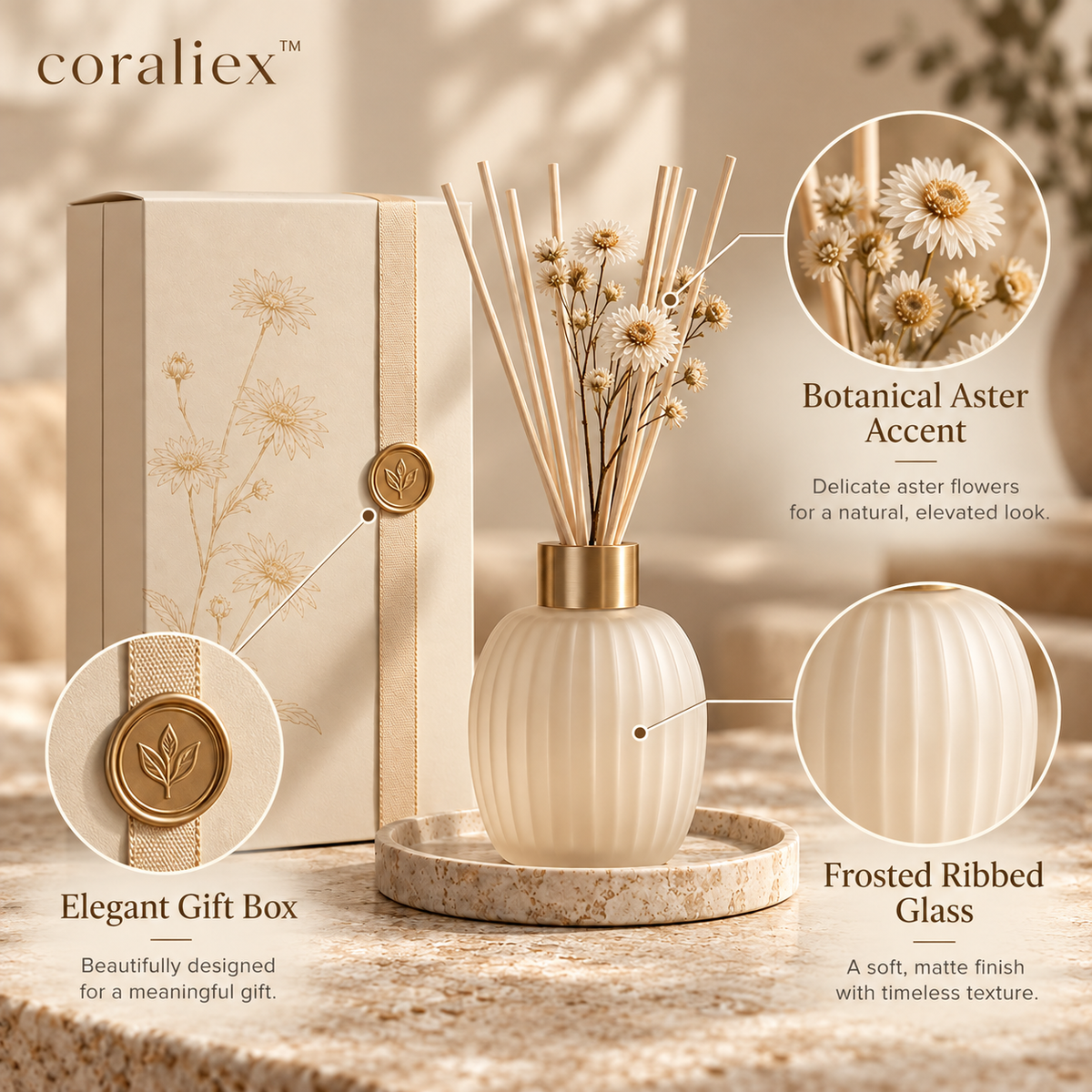 𝐜𝐨𝐫𝐚𝐥𝐢𝐞𝐱™ Aster Reed Diffuser Gift Set