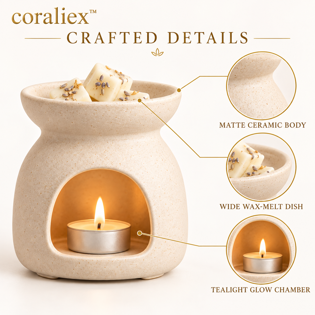 𝐜𝐨𝐫𝐚𝐥𝐢𝐞𝐱™ Hearthline Tealight Wax Burner